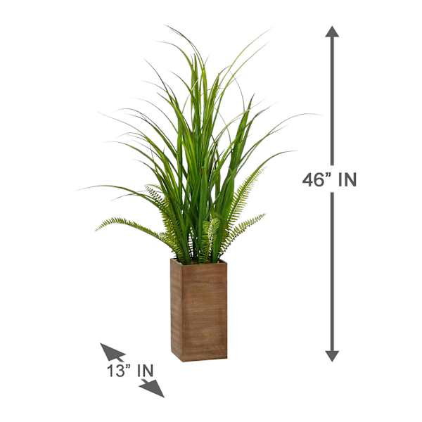 Green Grass Bundle with Wooden Planter, 46"