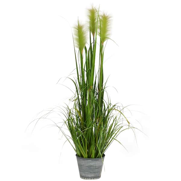 Green Grass Bundle with Metal Planter, 48"