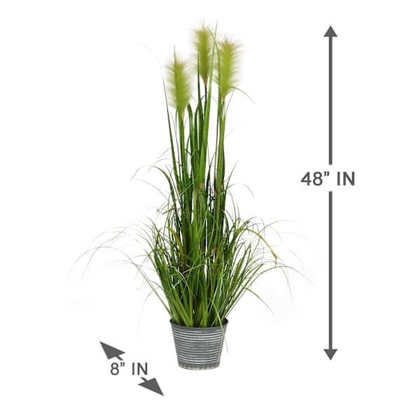 Green Grass Bundle with Metal Planter, 48"