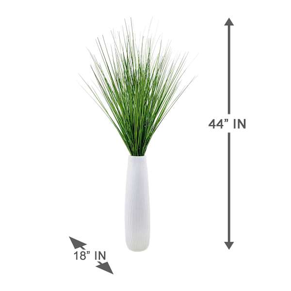 Onion Grass Bundle with White Magnesia Planter, 44"
