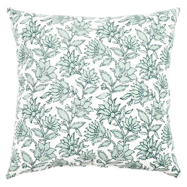 Honeybloom Green Floral Print Throw Pillow, 18"