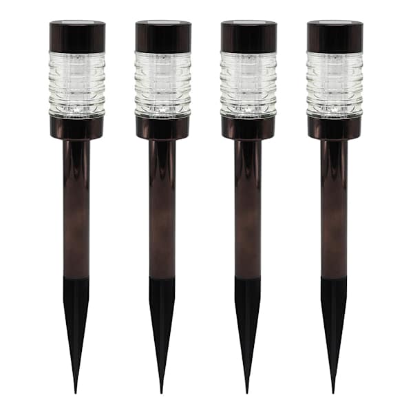 4-Pack 6-Lumen Solar Oil Rubbed Bronze Round Steel Solar Pathway Lights