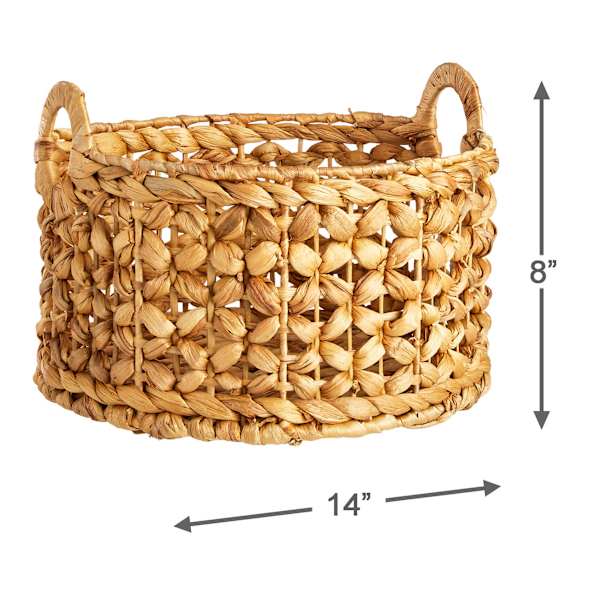 Providence Melia Round Flower Weave Storage Basket with Handles, Small