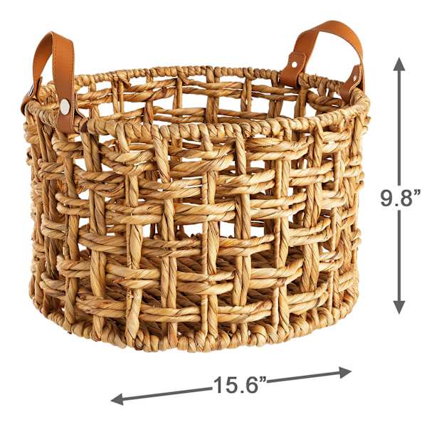 Honeybloom Round Weave Water Hyacinth Storage Basket, Small