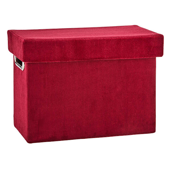 Providence Burgundy Velvet Fabric Storage Basket with Lid, Small