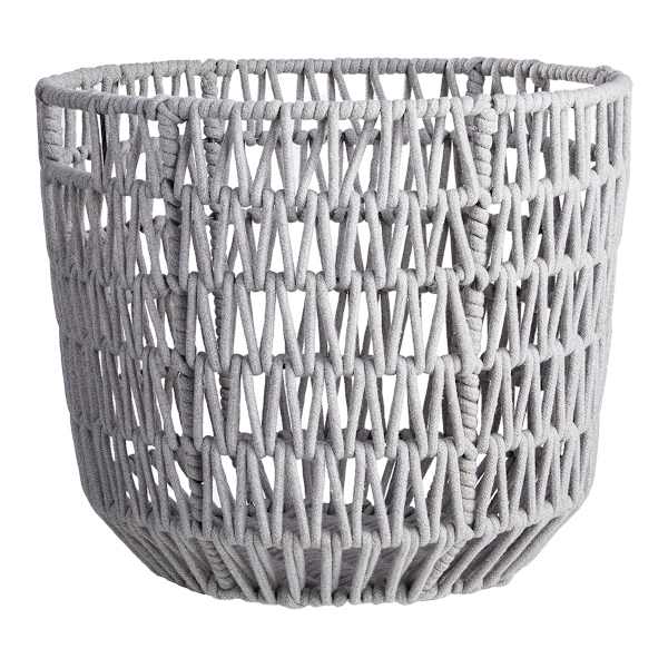 Round Poly Rope Basket Grey L