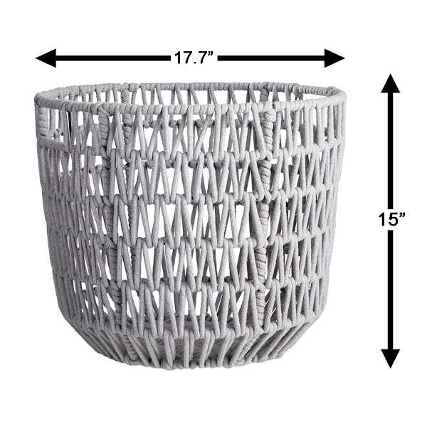 Round Poly Rope Basket Grey L