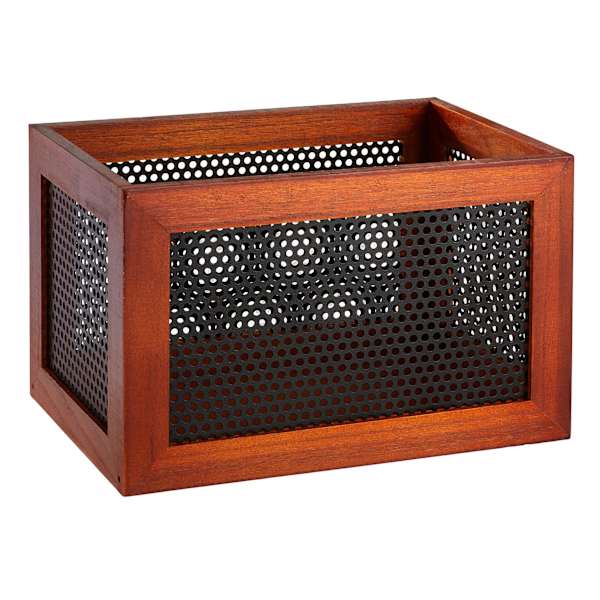 Wood & Metal Rectangle Storage Basket, Medium