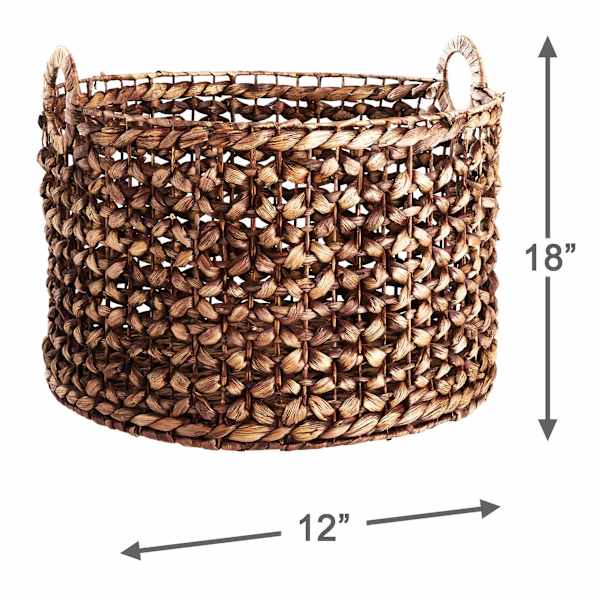 Providence Melia Dark Brown Round Flower Storage Basket, Large