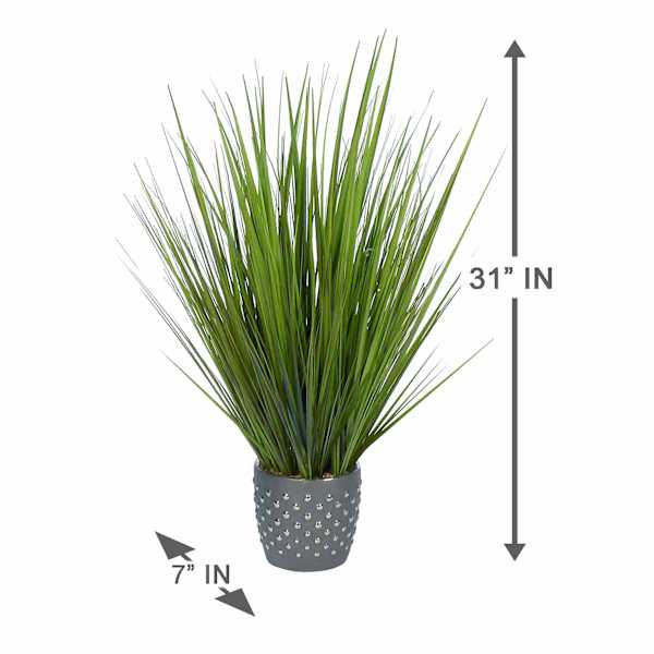 Green Grass Bundle with Grey Planter, 31"