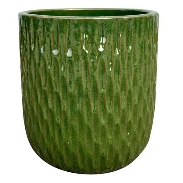 Honeybloom Green Sasha Ceramic Outdoor Planter, Medium