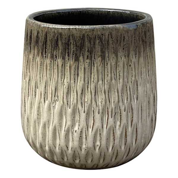 Honeybloom Neutral Two-Tone Sasha Ceramic Outdoor Planter, Small