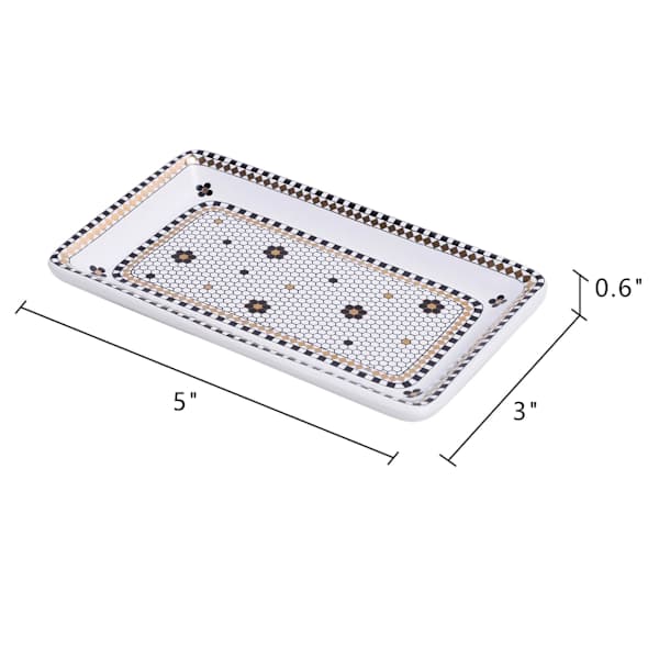 Black & White Tile Print Trinket Tray