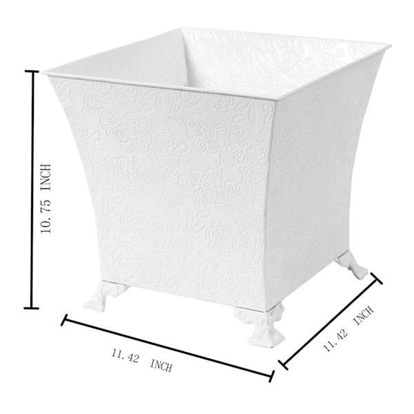 Providence White Metal Outdoor Planter, Medium