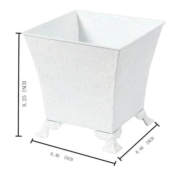 Providence White Metal Outdoor Planter, Small