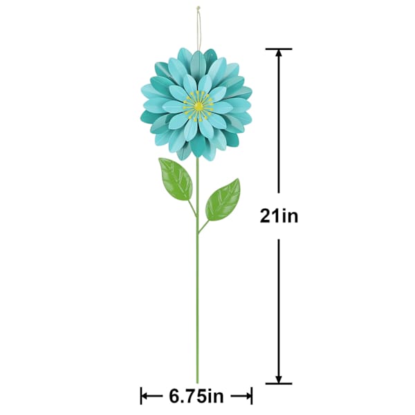 Oh Joy! Blue Metal Flower Yard Stake, 21"