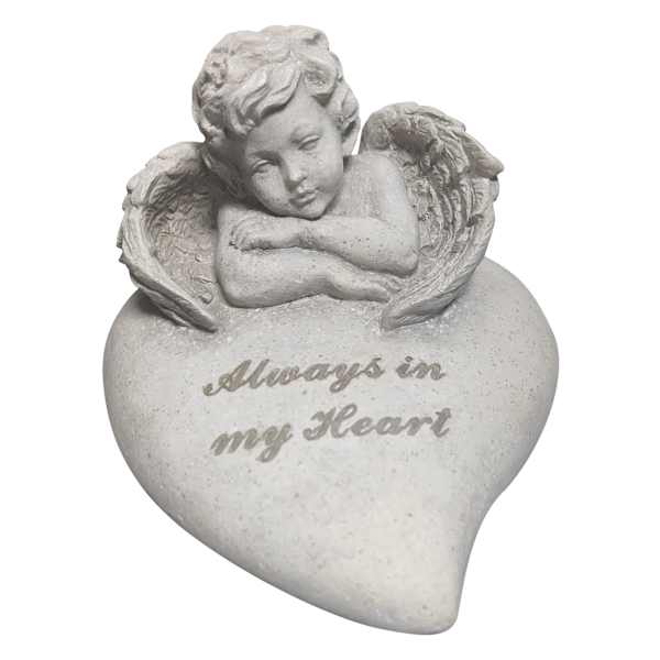 Angel On Heart-Shape Outdoor Stone, 6"