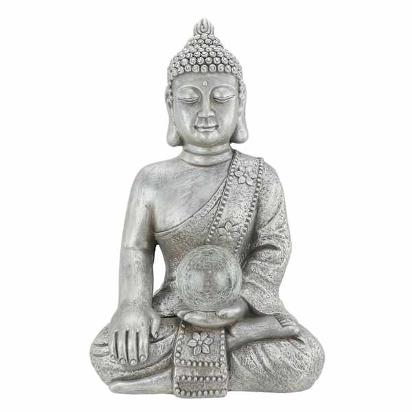 Found & Fable Silver Solar Buddha, 26"