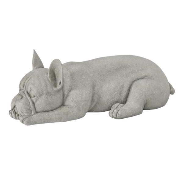 Sleeping French Bulldog Outdoor Garden Statue, 17"