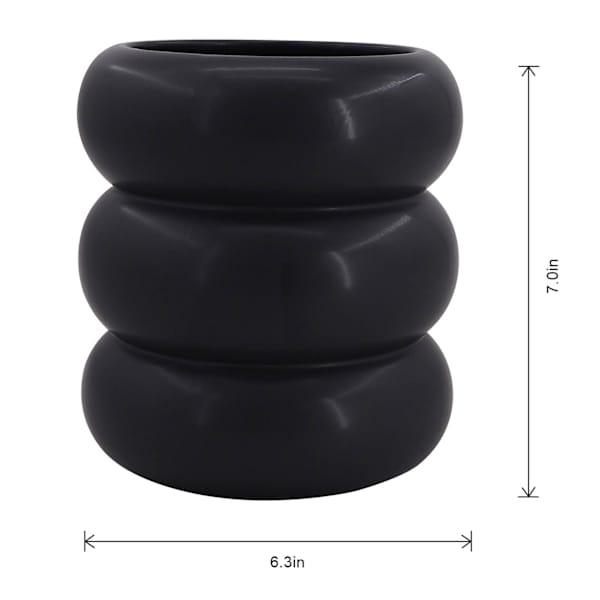 Crosby St. Indoor Black Modern Rib Planter, 6"