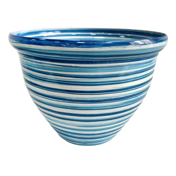 Sunny Club Blue Striped Outdoor Planter, 12"