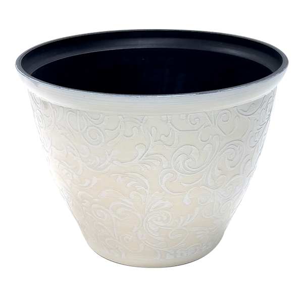 Providence White Scroll Planter, 7"