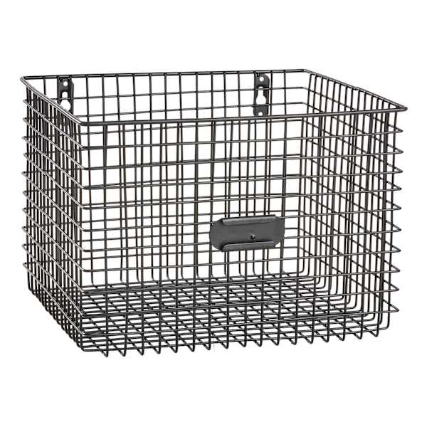 Black Metal Wire Wall Basket, Medium