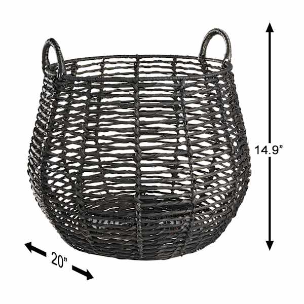 Rocco Black Rattan Storage Basket, Large