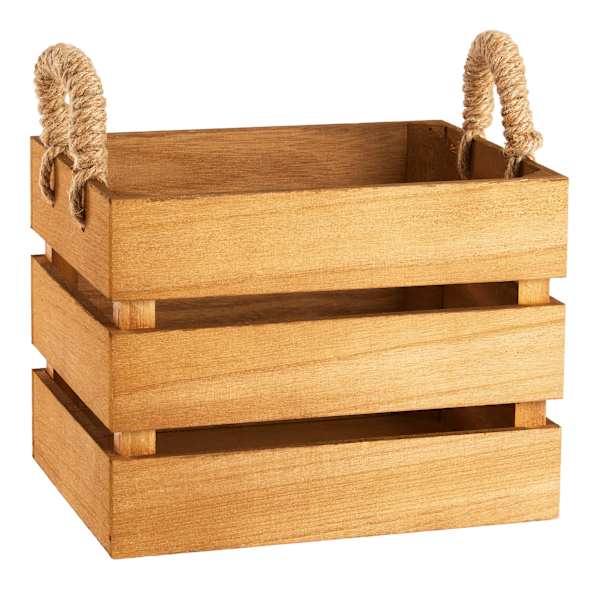 Honeybloom Natural Wooden Storage Basket, Small