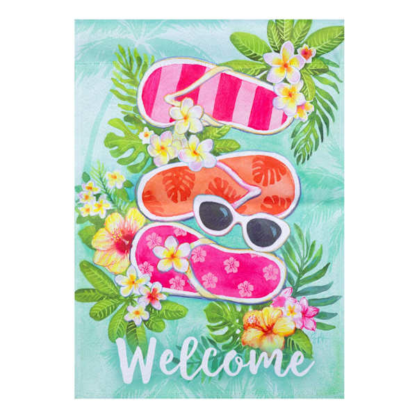 Welcome Flip Flop Garden Flag, 18"