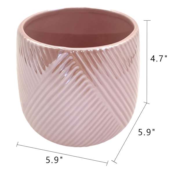 Oh Joy! Indoor Mila Pink Ribbed Iridescent Planter, 6"