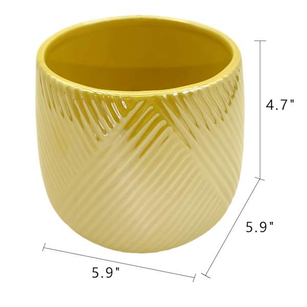 Oh Joy! Indoor Mila Yellow Ribbed Iridescent Planter, 6"
