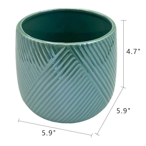 Oh Joy! Indoor Mila Teal Ribbed Planter, 6"
