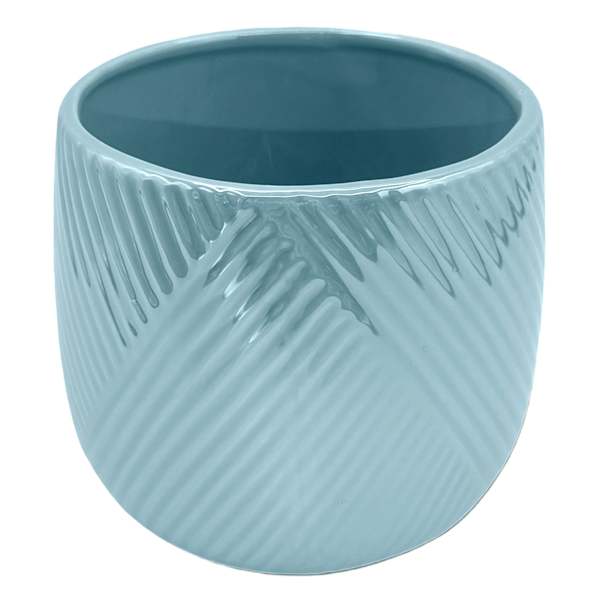 Oh Joy! Indoor Mila Blue Ribbed Iridescent Planter, 6"