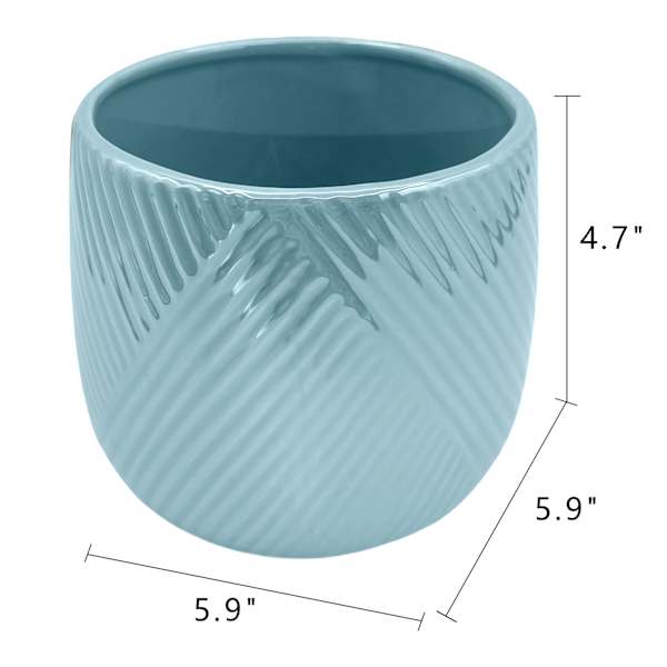 Oh Joy! Indoor Mila Blue Ribbed Iridescent Planter, 6"