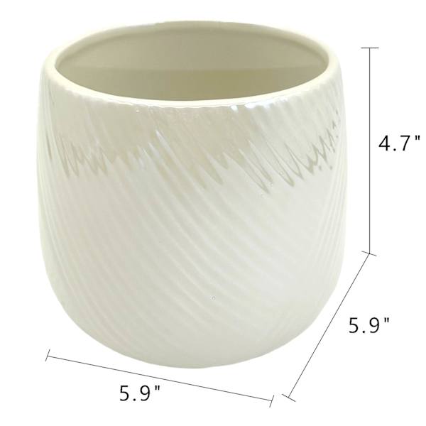 Oh Joy! Indoor Mila White Iridescent Ribbed Planter, 6"