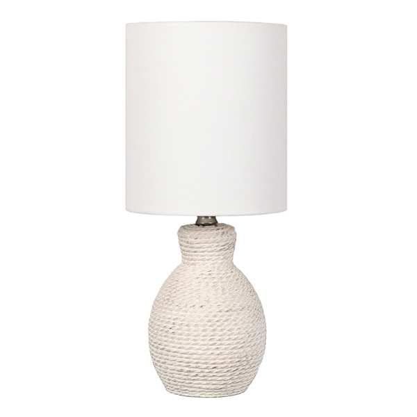 White Ribbed Mini Table Lamp with Shade, 12"