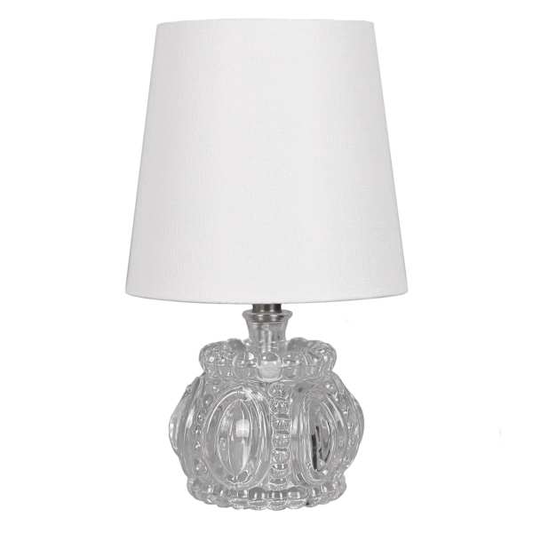 Providence Clear Glass Spindle Mini Table Lamp with Shade, 13"