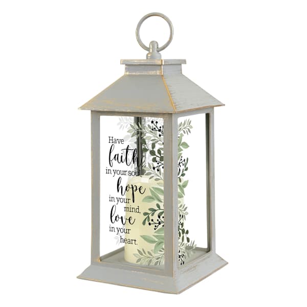 Faith, Hope, & Love Solar Outdoor Lantern, 13"