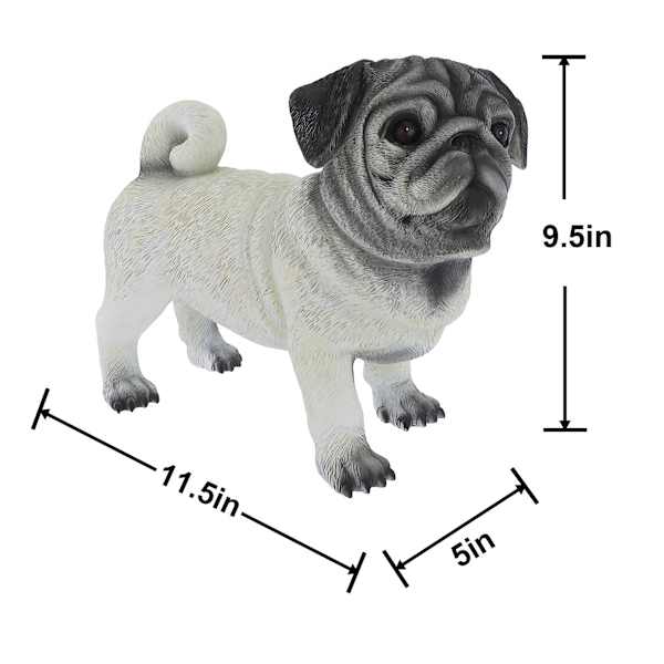 Pug Outdoor Garden Statue, 12"