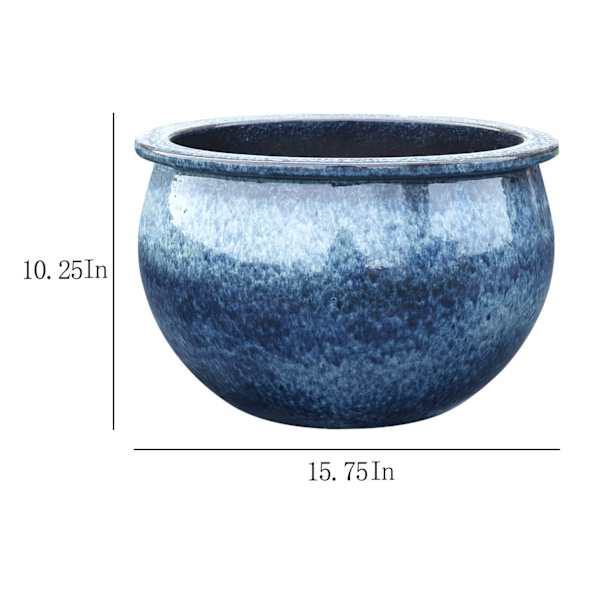 Blue Reactive Glaze Outdoor Planter, Medium