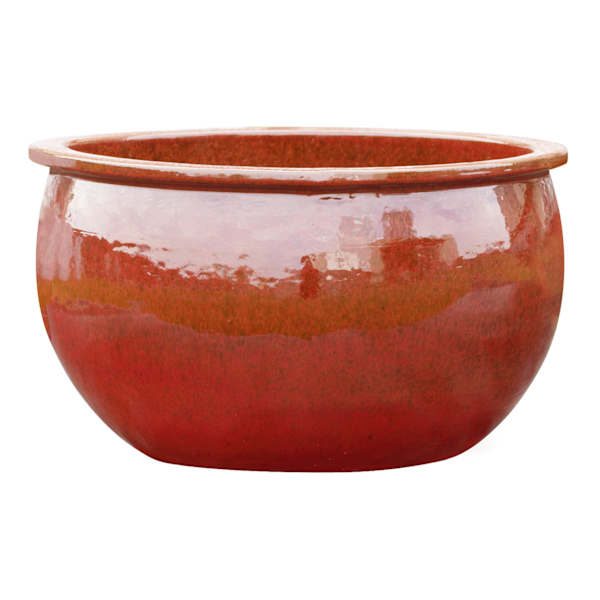 Red Reactive Glaze Outdoor Planter, Large