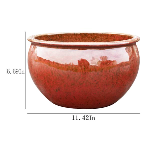 Red Reactive Glaze Outdoor Planter, Small