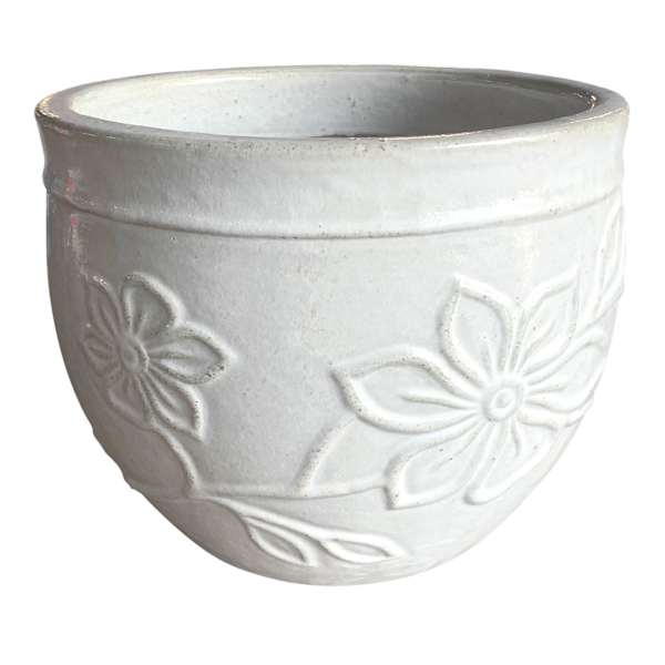 White Flora Outdoor Planter, Medium