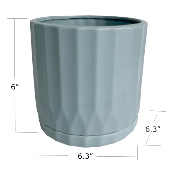 Indoor Blue Ribbed Planter, 6"