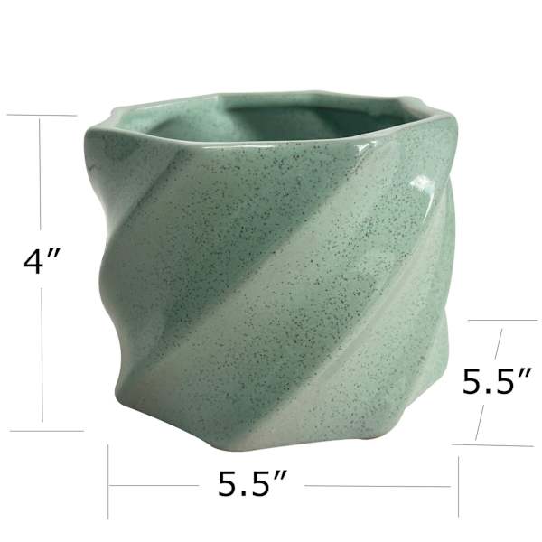 Indoor Swirl Green Planter, 4"