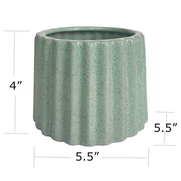 Indoor Green Ribbed Planter, 4"