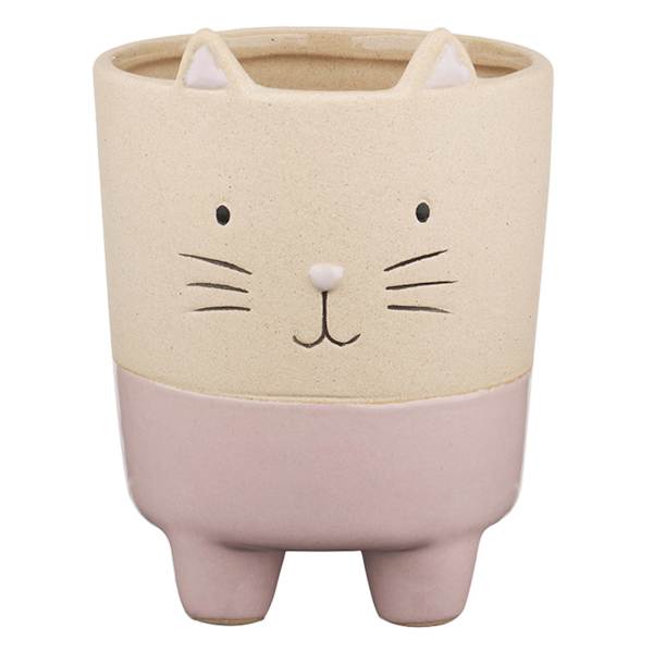 Indoor Mini Pink Cat Planter, 4"