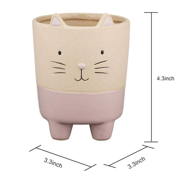 Indoor Mini Pink Cat Planter, 4"
