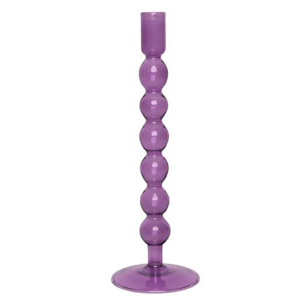 Purple Bubble Glass Taper Candle Holder, 11"